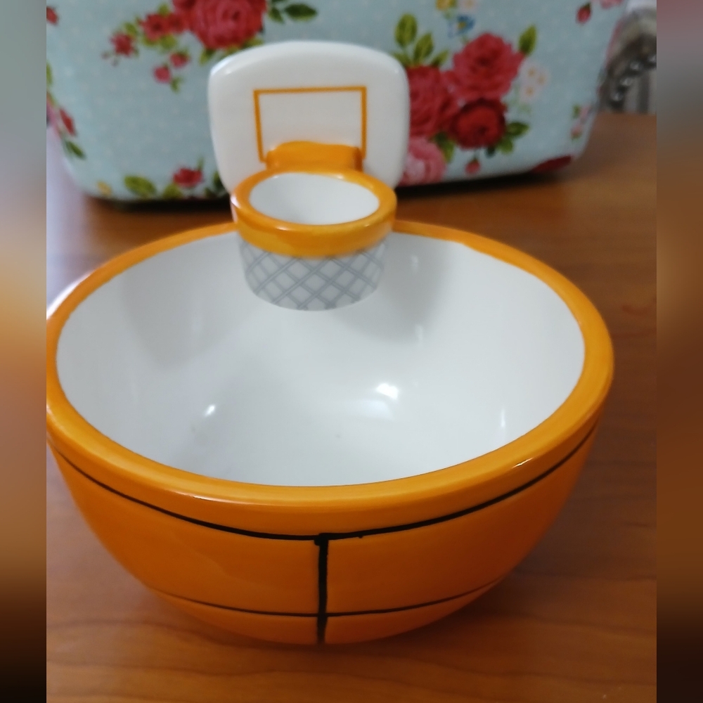 Orange and White Basketball Snack Bowl